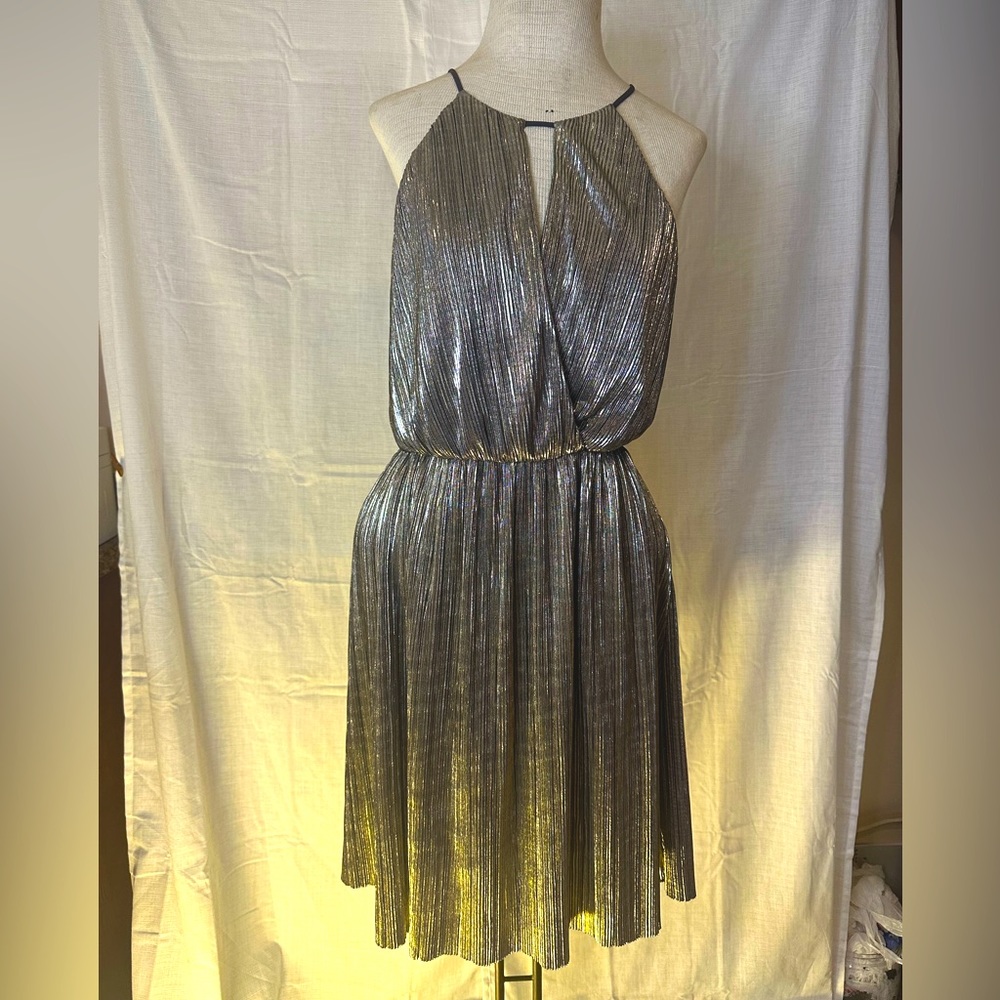 LUSH SILVER COCKTAIL DRESS size LARGE